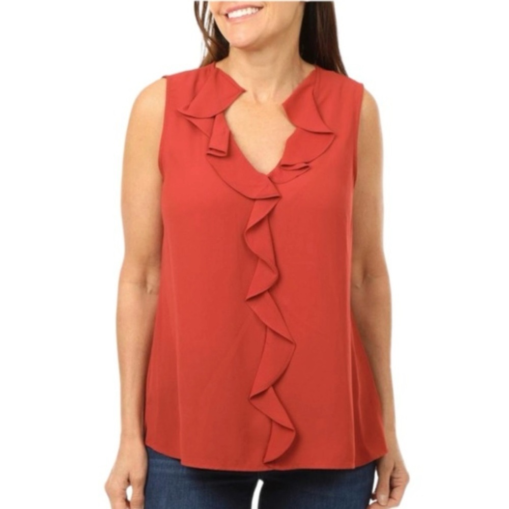 NWT Vince Camuto ruffle sleeveless Georgette blouse